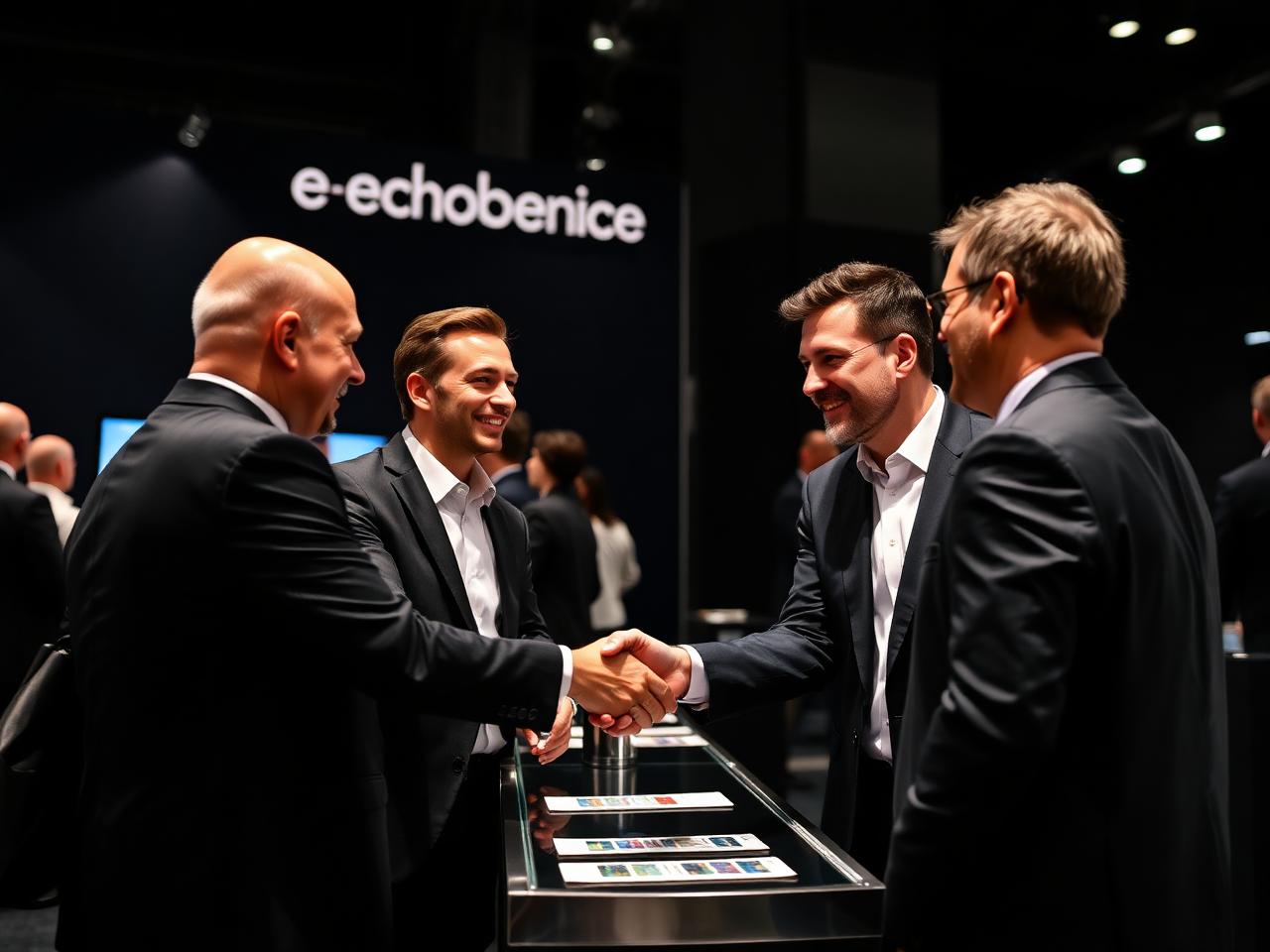 Empresarios haciendo networking en un stand de la Feria Effix