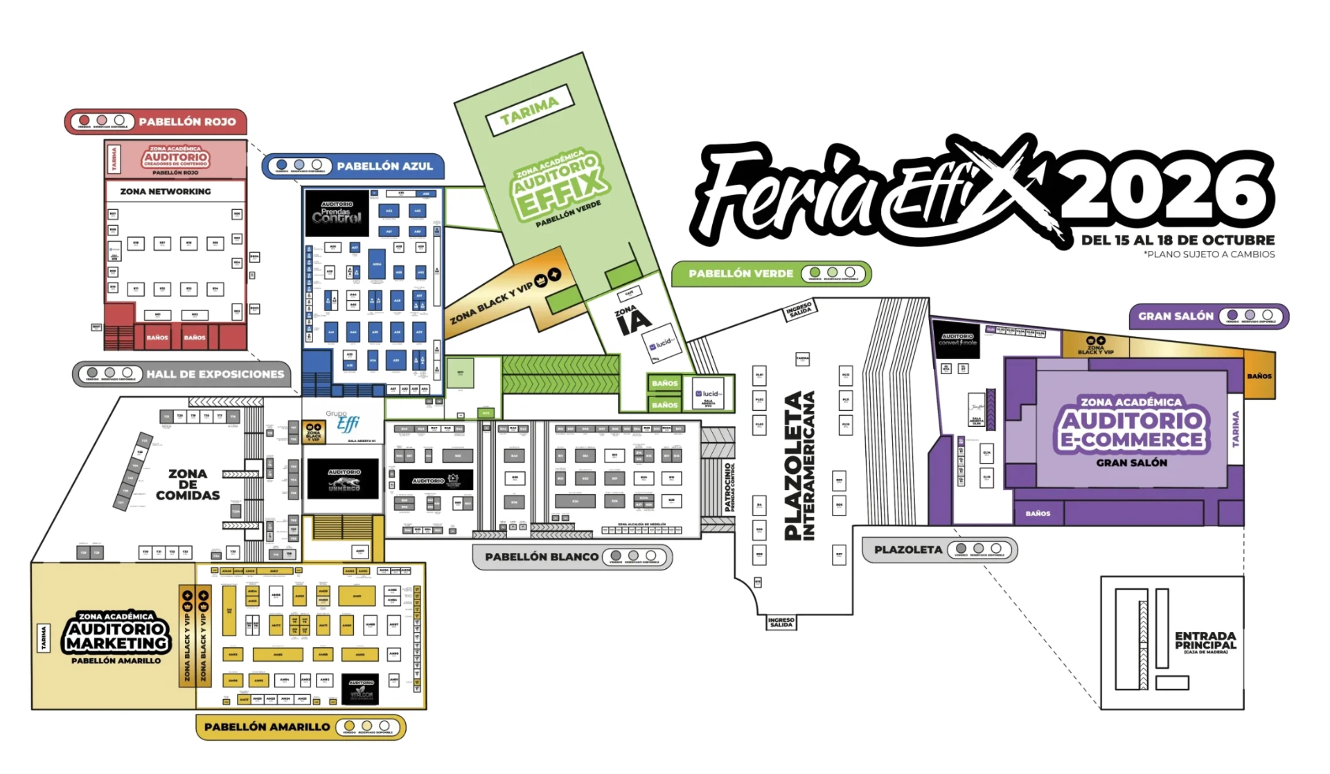 Planimetría oficial del recinto de la Feria Effix 2026 en Plaza Mayor, Medellín